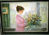 24' X 36' OIL PAINTING " LADY/ARRANGING FLOWERS " $995-$1895